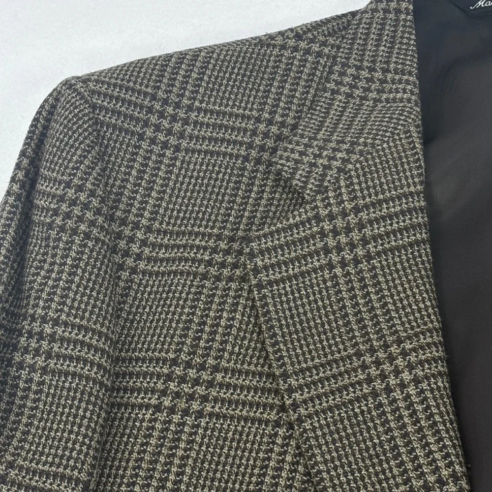 Jack Victor Glen Plaid Blazer Mens XL Brown Black Wool 2B/3B Sport Coat No Vents